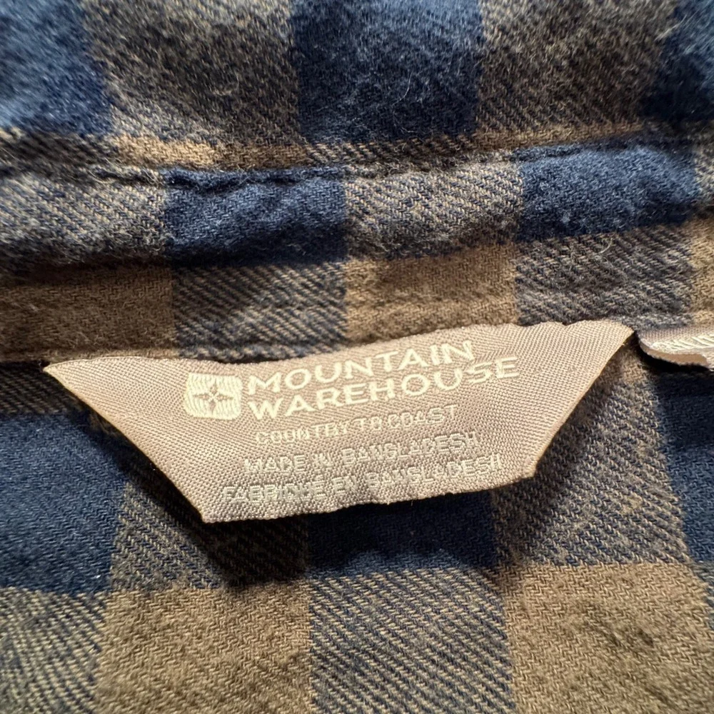 Mountain Warehouse Flannel Shirt Mens 3XL Blue Plaid Cotton Outdoor Rugged Camp